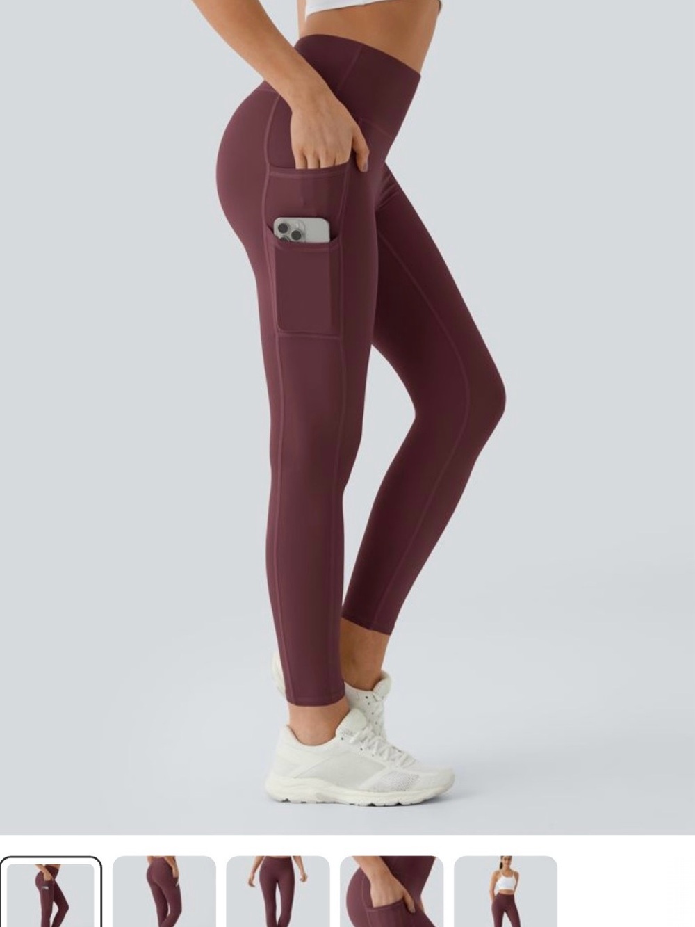 HALARA High-Waist double Side-Pocket Leggings in plum